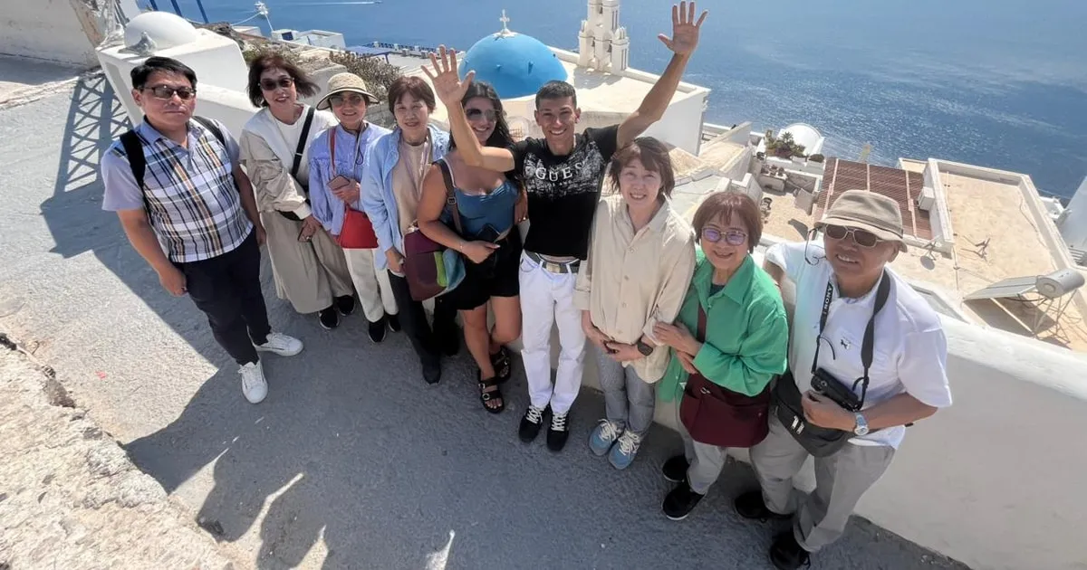 Lanes of Oia on a shore excursion for cruise ship passengers, Santorini Greece